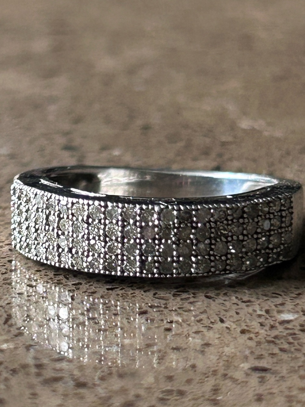 STUNNING Sterling Silver 3-Row Micro-Pavé Grid Band